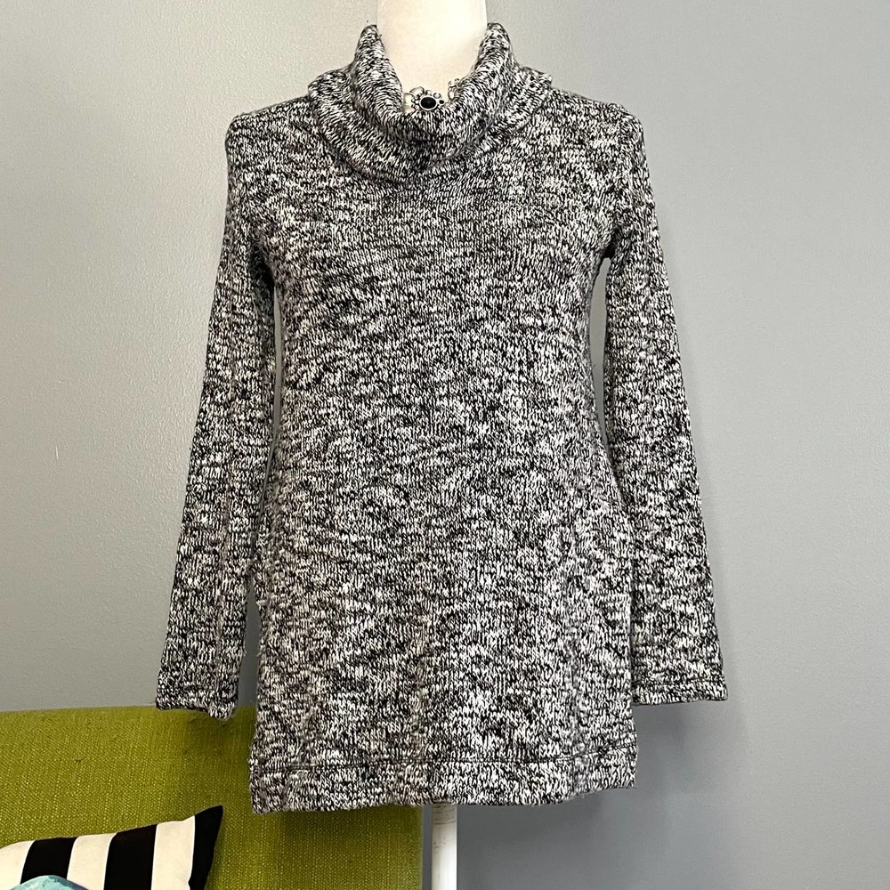 Splendid Black White Knit Turtleneck Pullover Sweater XS
